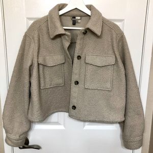 Short faux shearling jacket. Size M